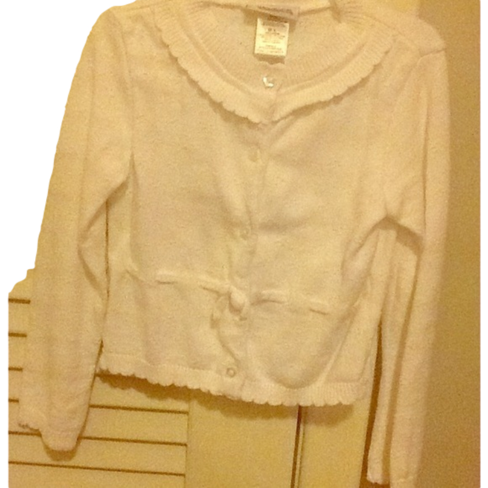 Youngland Girls White Sweater Cardigan Like New Size 6X (L)